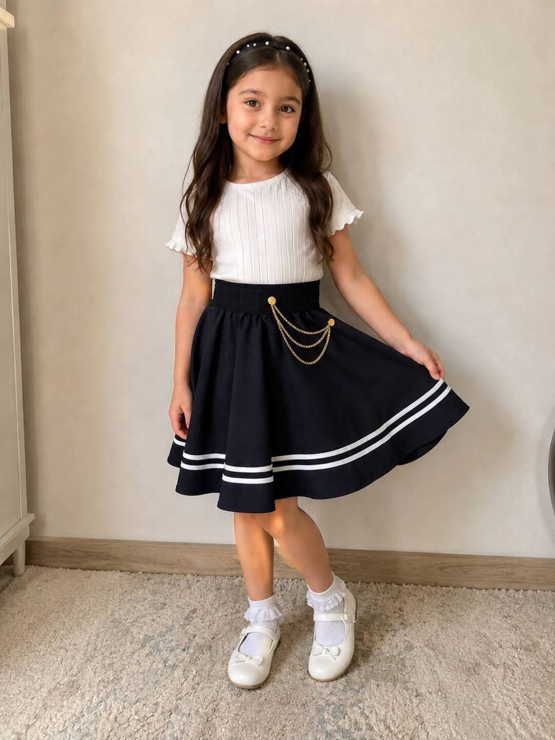 Maktab uchun qizlar yubkasi klassik forma yubka, elastik bel, zamonaviy dizayn