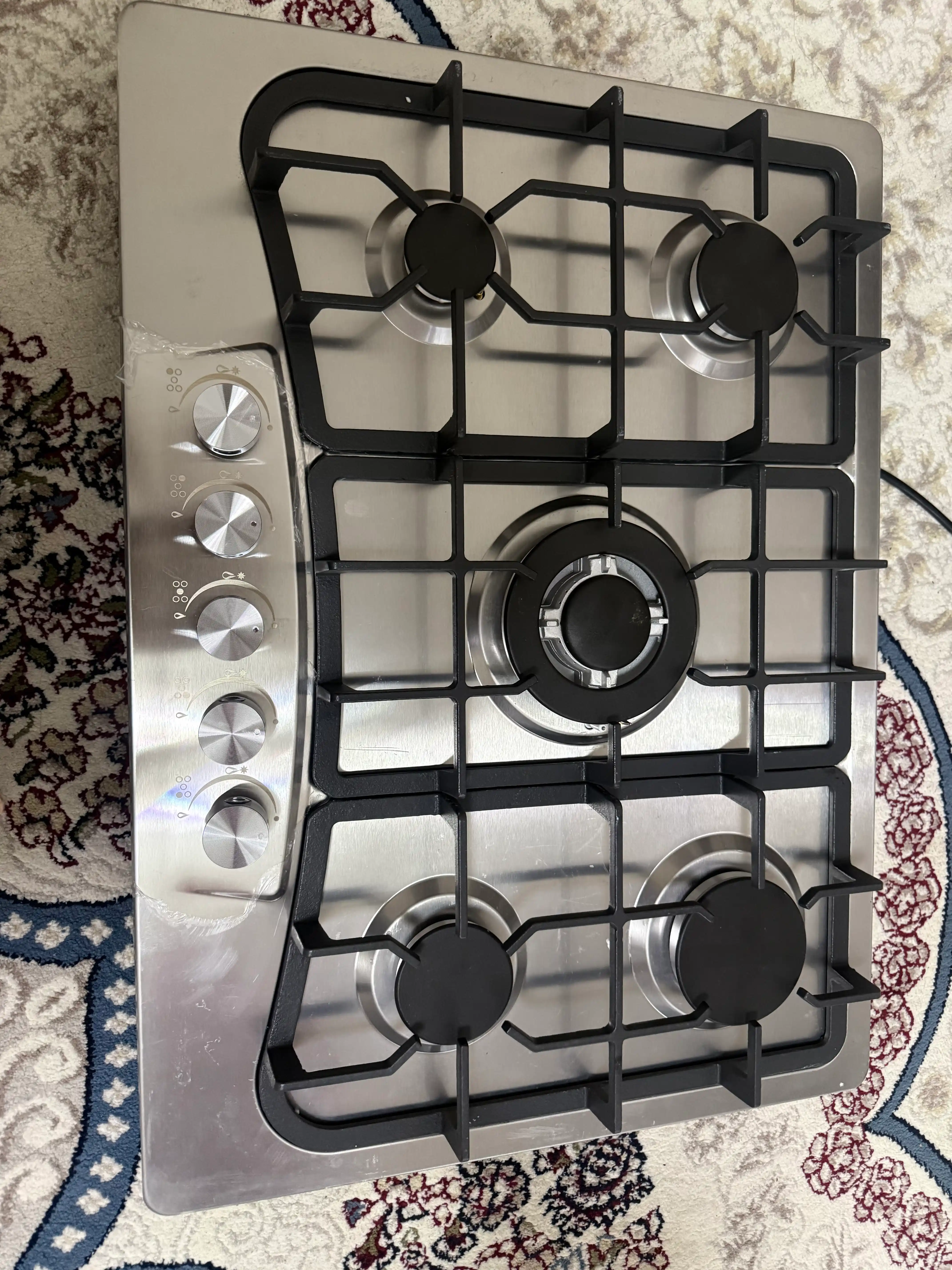 Газовая варочная панель Vitech GB9017GB / GB7001SS / GB7610GB, 5 конфорок, WOK-конфорка
