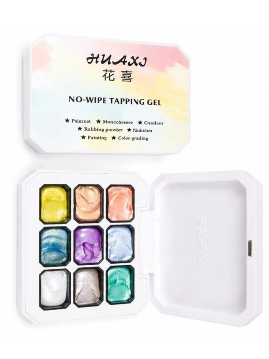 Tirnoq dizayni uchun gel-bo‘yoq, 9 ta neon rang, No-Wipe, HUAXI