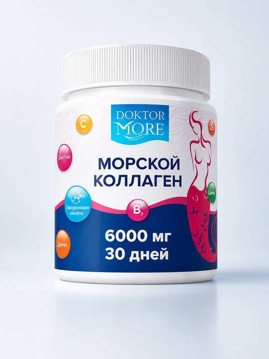 Морской коллаген 6000 мг с цинком и витамином C — красота кожи, волос и ногтей