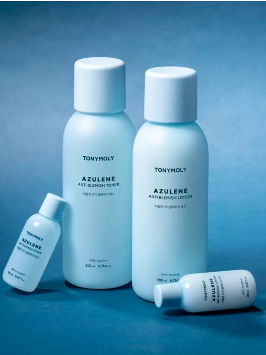 Tonik+lotion to‘plami, TONYMOLY Azulene 2×200 ml muammoli teri uchun tinchlantiruvchi
