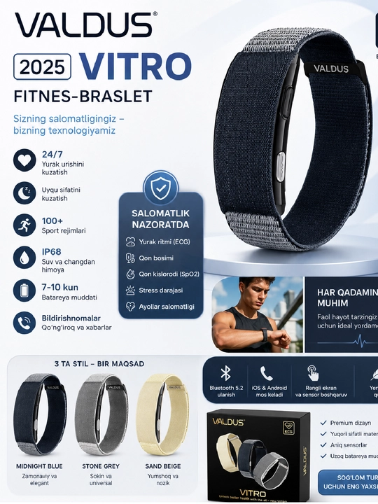 VALDUS VITRO 2026, aqlli fitnes bilaguzugi, fitnes treker - 
