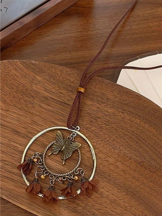 Vintage kapalak kulonli uzun marjon – Boho uslubidagi ayollar bo'yin taqinchog'i - 