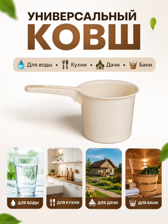 Пластиковый ковш для воды, универсальный кухонный ковшик с ручкой