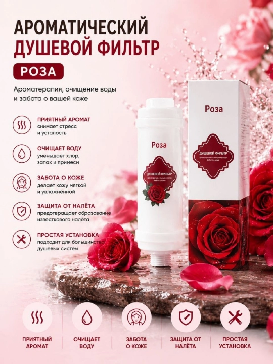 Suv uchun xushbo‘y dush filtri (limon, olcha, atirgul), xlorli dush uchun kartrij - 
