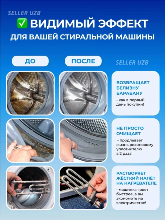Средство для очистки барабана стиральных машин, от накипи и грязи, шипучие таблетки, 12шт