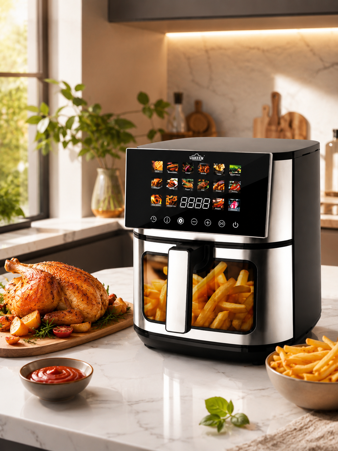 Air Fryer 10 l 3900 Vt quvvatli moysiz sensorli elektr qovurish moslamasi - 