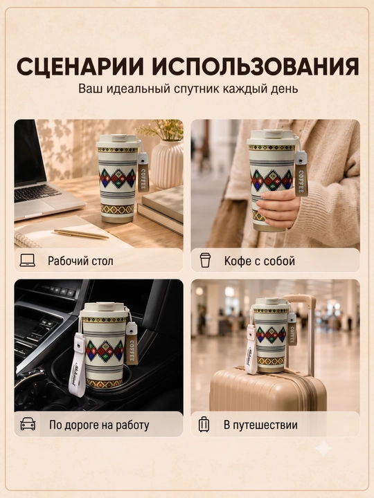 Kofe va choy uchun zanglamaydigan po‘latdan yasalgan 316 s termokranka (jo‘mrakli), 500 ml