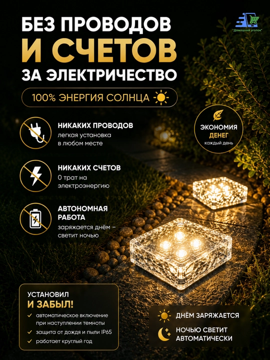 Quyosh batareyali bog' chiroqlari "Muz kubi", 2 dona to'plam, IP65