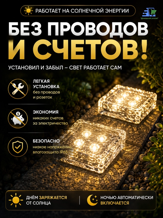 Quyosh batareyali bog' chiroqlari "Muz kubi", 2 dona to'plam, IP65