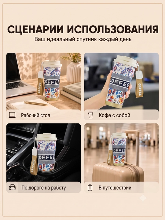 Kofe va choy uchun zanglamaydigan po‘latdan yasalgan 316 s termokranka (jo‘mrakli), 500 ml