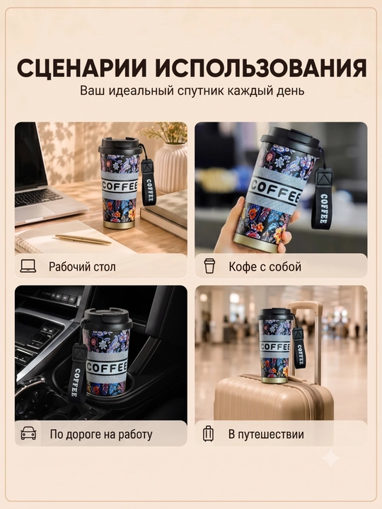 Kofe va choy uchun zanglamaydigan po‘latdan yasalgan 316 s termokranka (jo‘mrakli), 500 ml