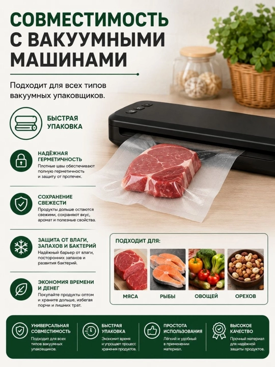 Mahsulotlarni qadoqlash uchun vakuumli paketlar, 30 dona