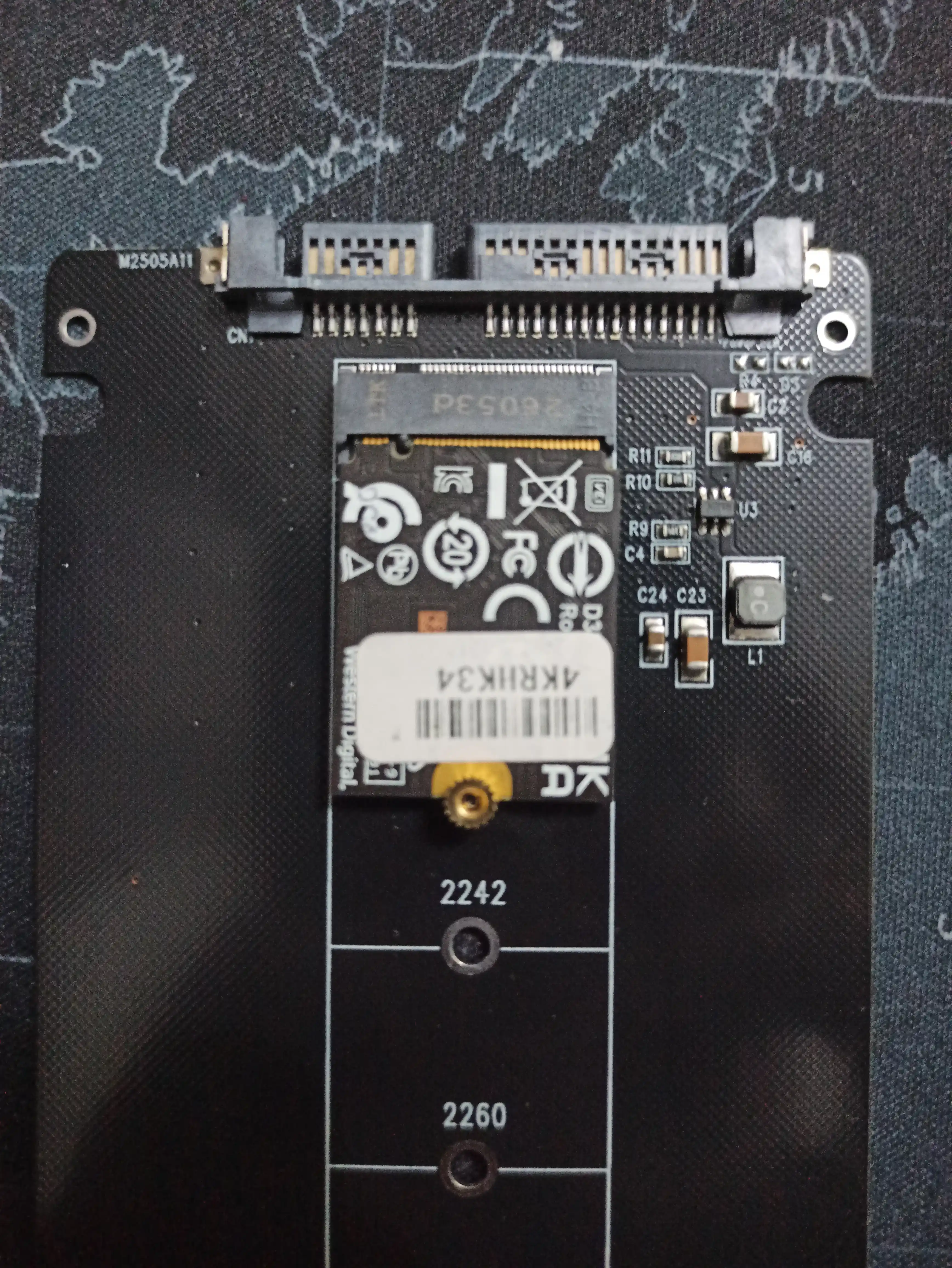 M.2 SATA NGFF SSD 2280 dan 2.5 SATA III ga adapter korpus, SSD o'tkazgich