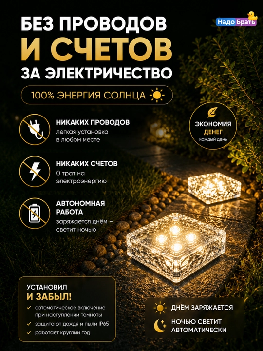 Quyosh batareyali bog' chiroqlari "Muz kubi", 2 dona to'plam, IP65