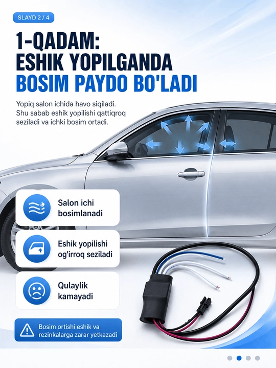 Avtomobil saloni bosimini boshqaruvchi oyna moduli