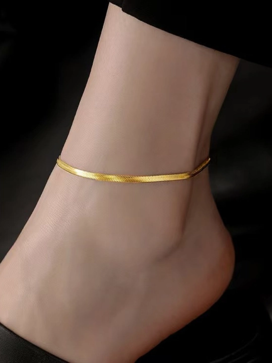 Single Diamond nafis oyoq bilaguzugi — 14K Gold PVD qoplamali, oyoq bilaguzuglari, anklet