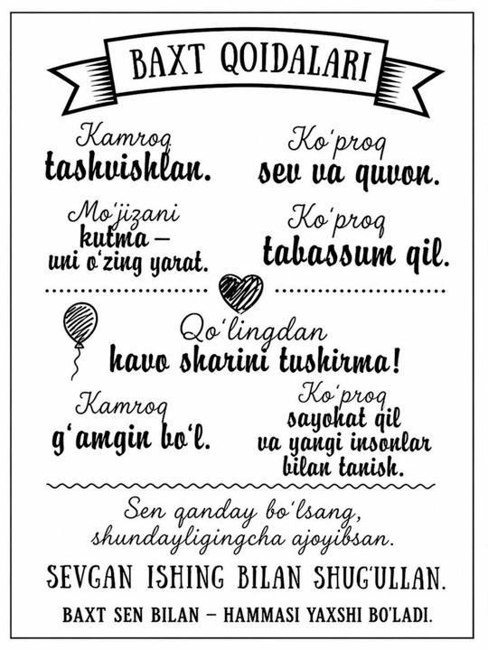 Sovutgich uchun magnit "Baxt qoidalari"