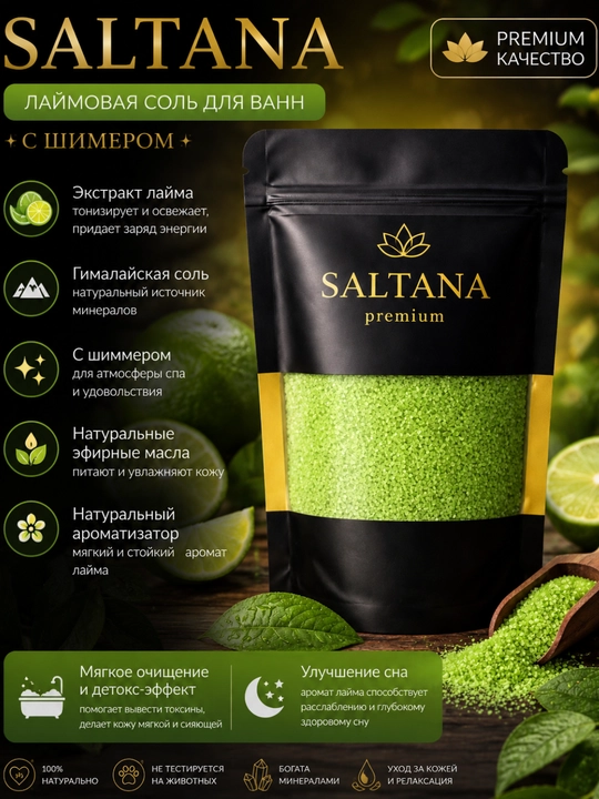 Гималайская соль для ванн "SALTANA" с шимером 500гр - 