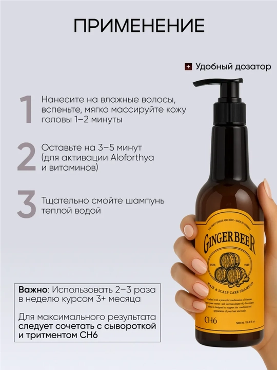 Шампунь против выпадения и для роста волос CH6 Scalp SSAG Shampoo, 520 мл