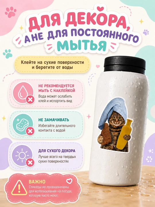 Наклейки с котиками, милые виниловые стикеры для декора, 20 шт
