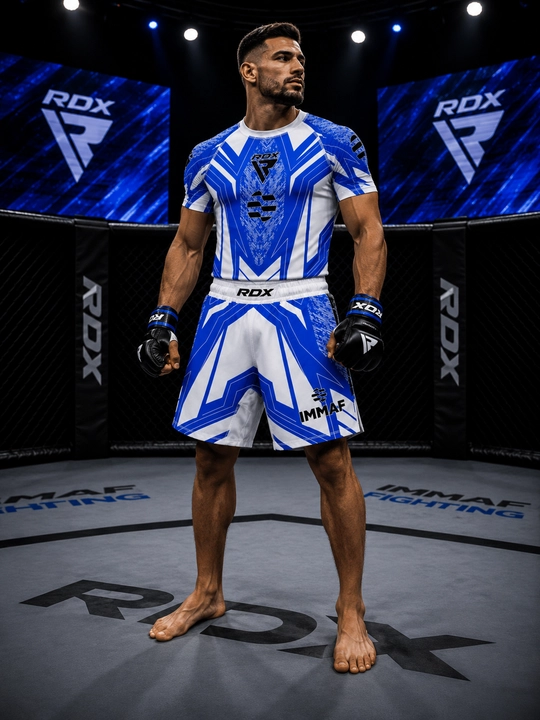 Футболка и шорты RDX IMMAF для ММА, бокса и тренировок, спортивный комплект - 