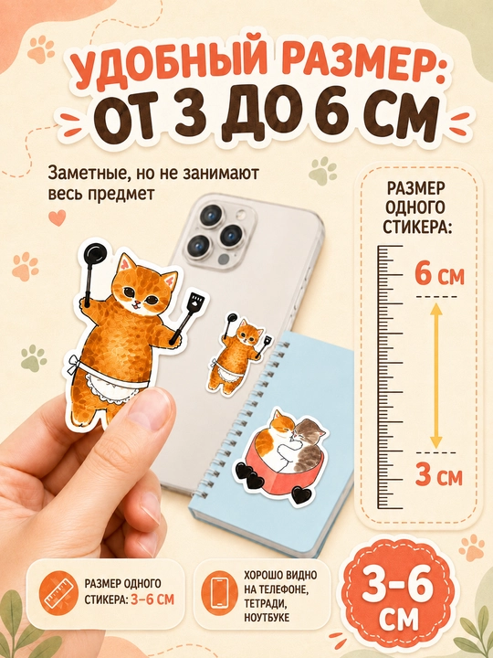 Наклейки с котиками, милые виниловые стикеры для декора, 10/20/40 шт