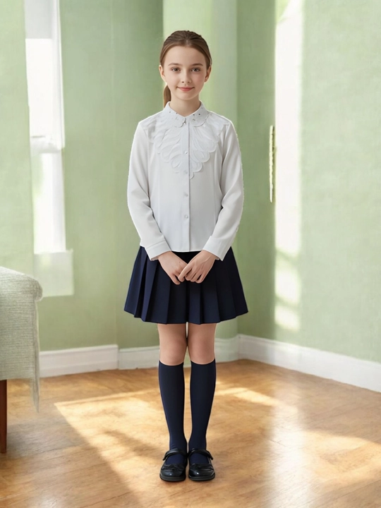 Белая блузка для девочек, школьная форма, 7–11 лет, 1–5 классы - 