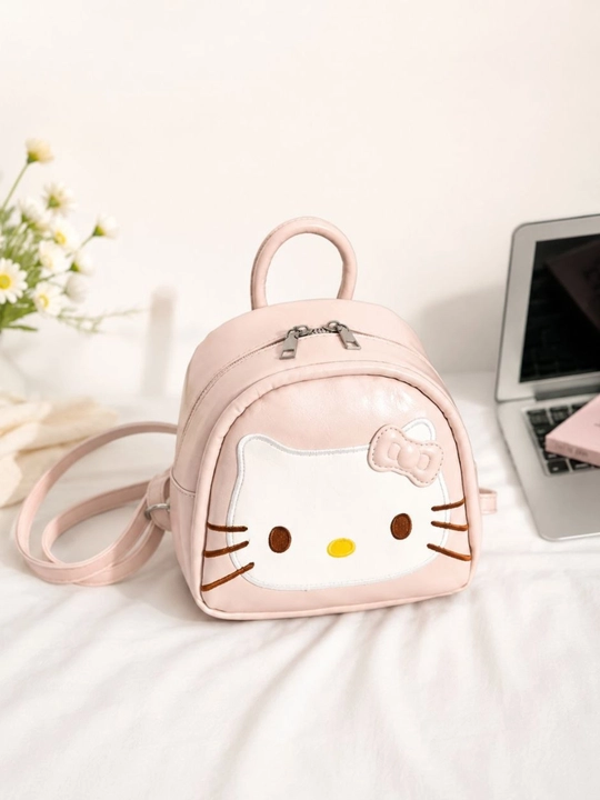 Qizlar uchun sun’iy charmdan tayyorlangan Kitty mini ryukzagi - 