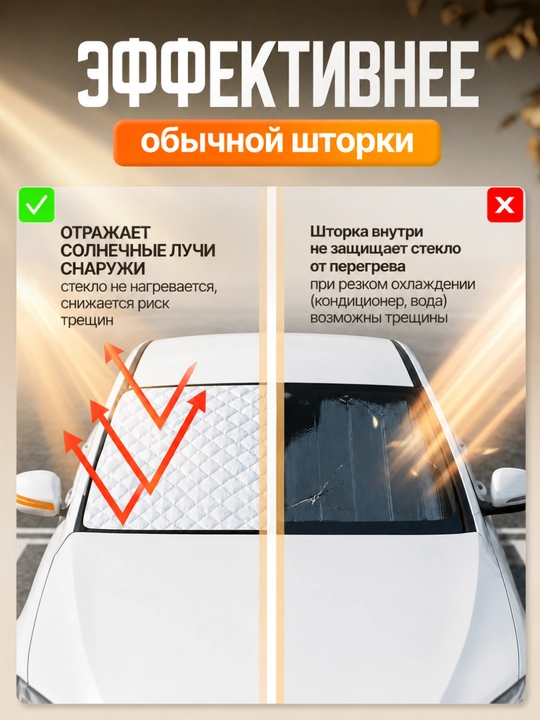 Солнцезащита лобового стекла автомобиля универсальная цвет серебристый