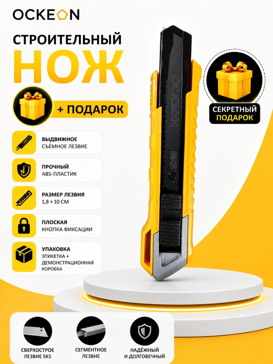 Строительный нож OCKEAN + подарок внутри - 
