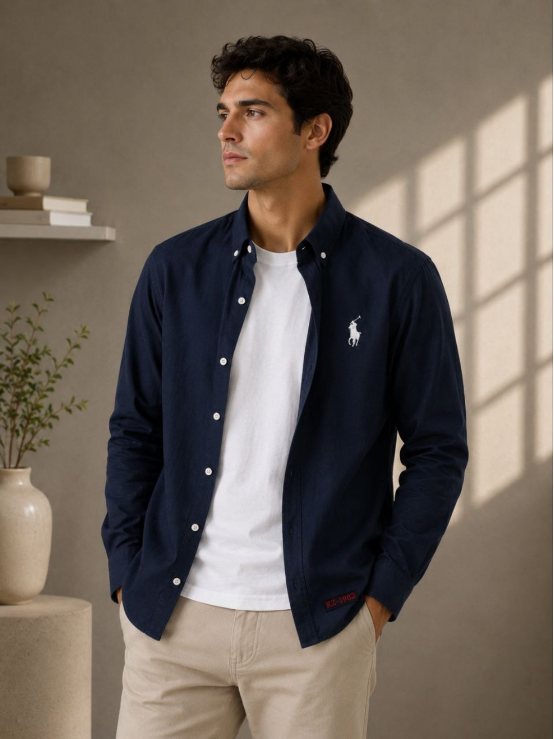 Erkaklar uchun Lion Classic Linen Casual zig‘ir tolali ko‘ylagi, M-XXL