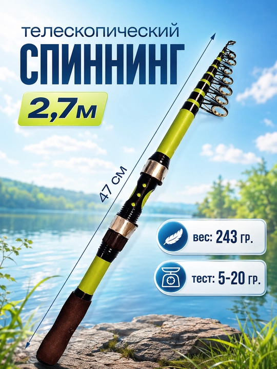 Удочка для рыбалки телескопическая без катушки
