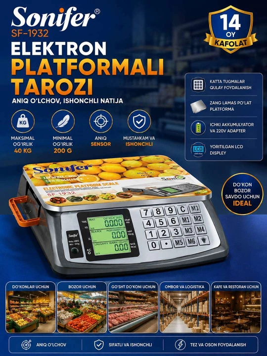 F1976 elektron savdo tarozisi - har bir sotuvda aniqlik, ishonchlilik va qulaylik