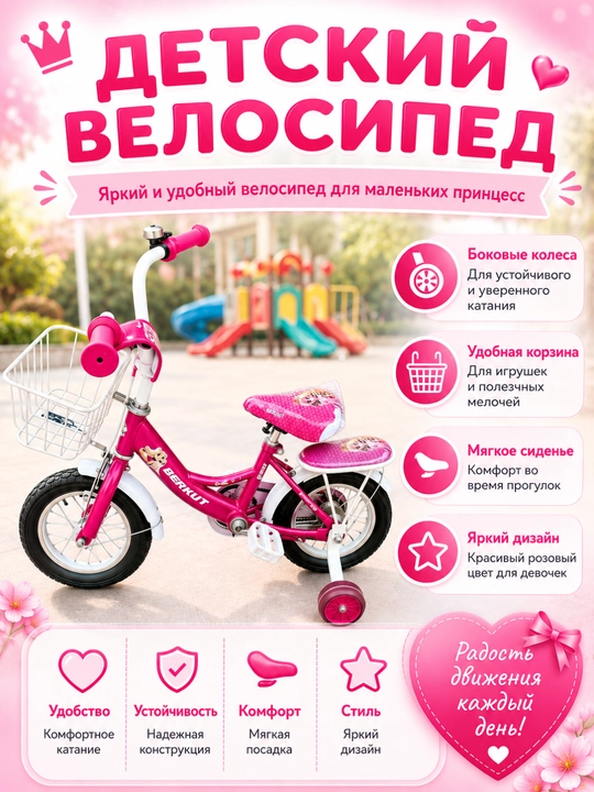 Детский двухколесный велосипед Berkut с приставными колесами - 