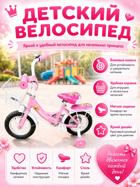 Детский двухколесный велосипед Berkut с приставными колесами - 