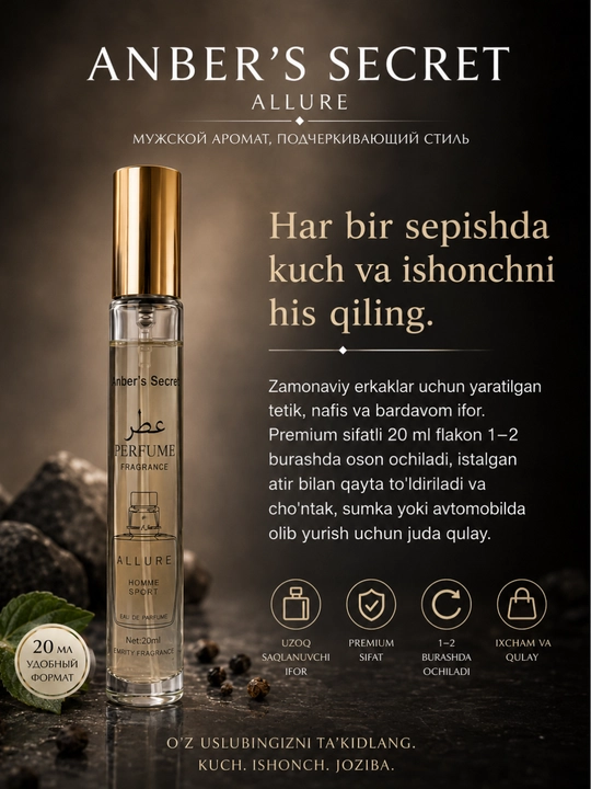 Atir, Ayollar va Erkaklar uchun raspiv atirlar, mini probnik atirlar, , sovg'a, 20 ml atir