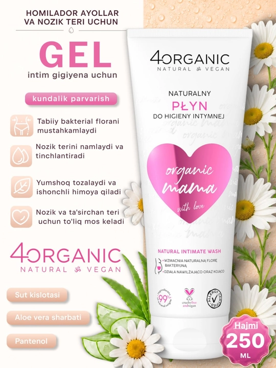 Organic Mama homilador ayollar uchun intim gigiyena geli 250 ml