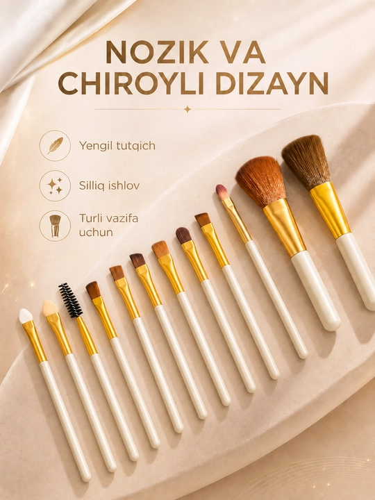 Makiyaj uchun 12 talik kistochkalar to‘plami, idishi bilan
