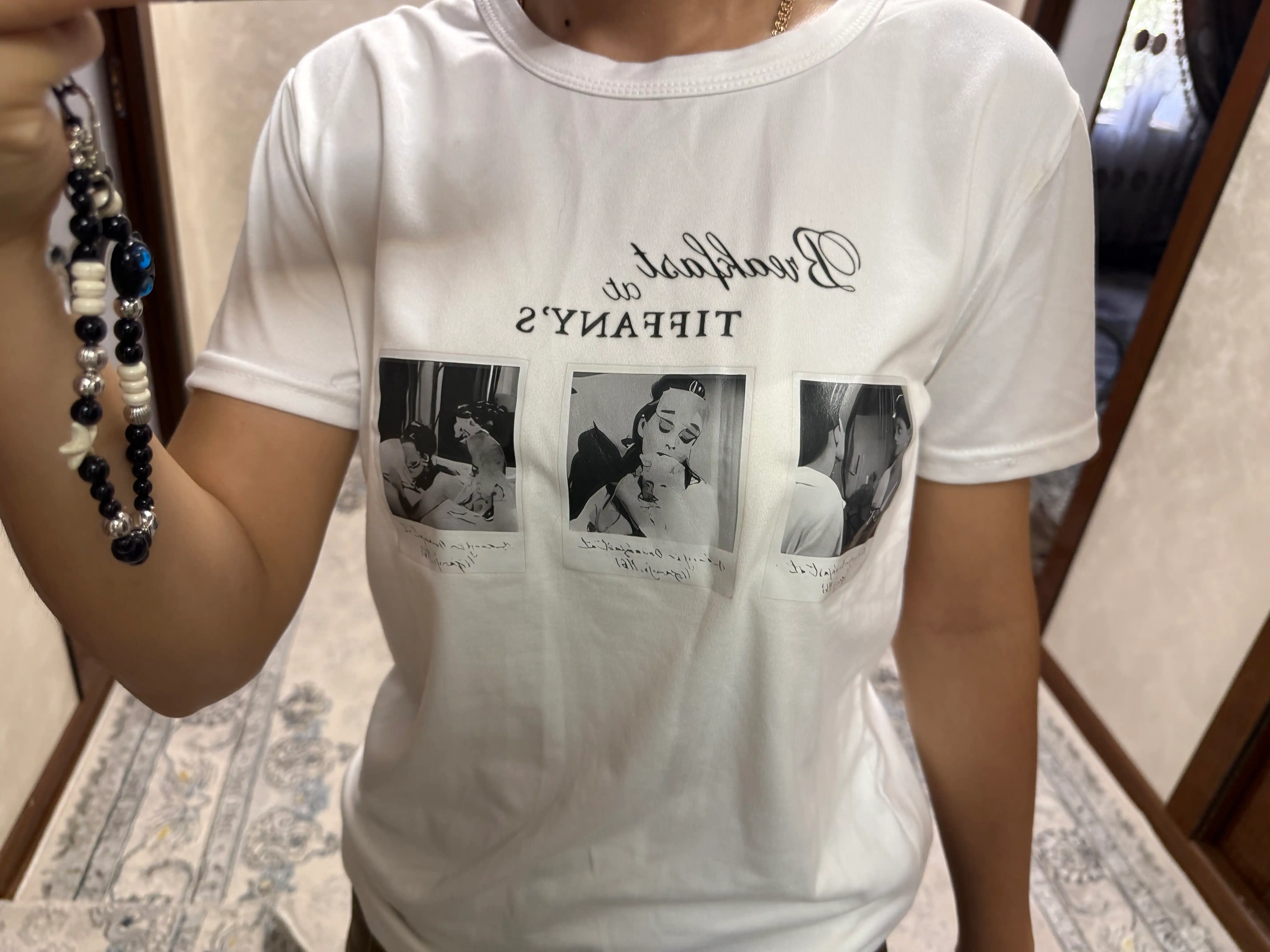 Ayollar uchun bosma naqshli asosiy futbolka, erkin bichimli, S-XL o‘lchamlarda