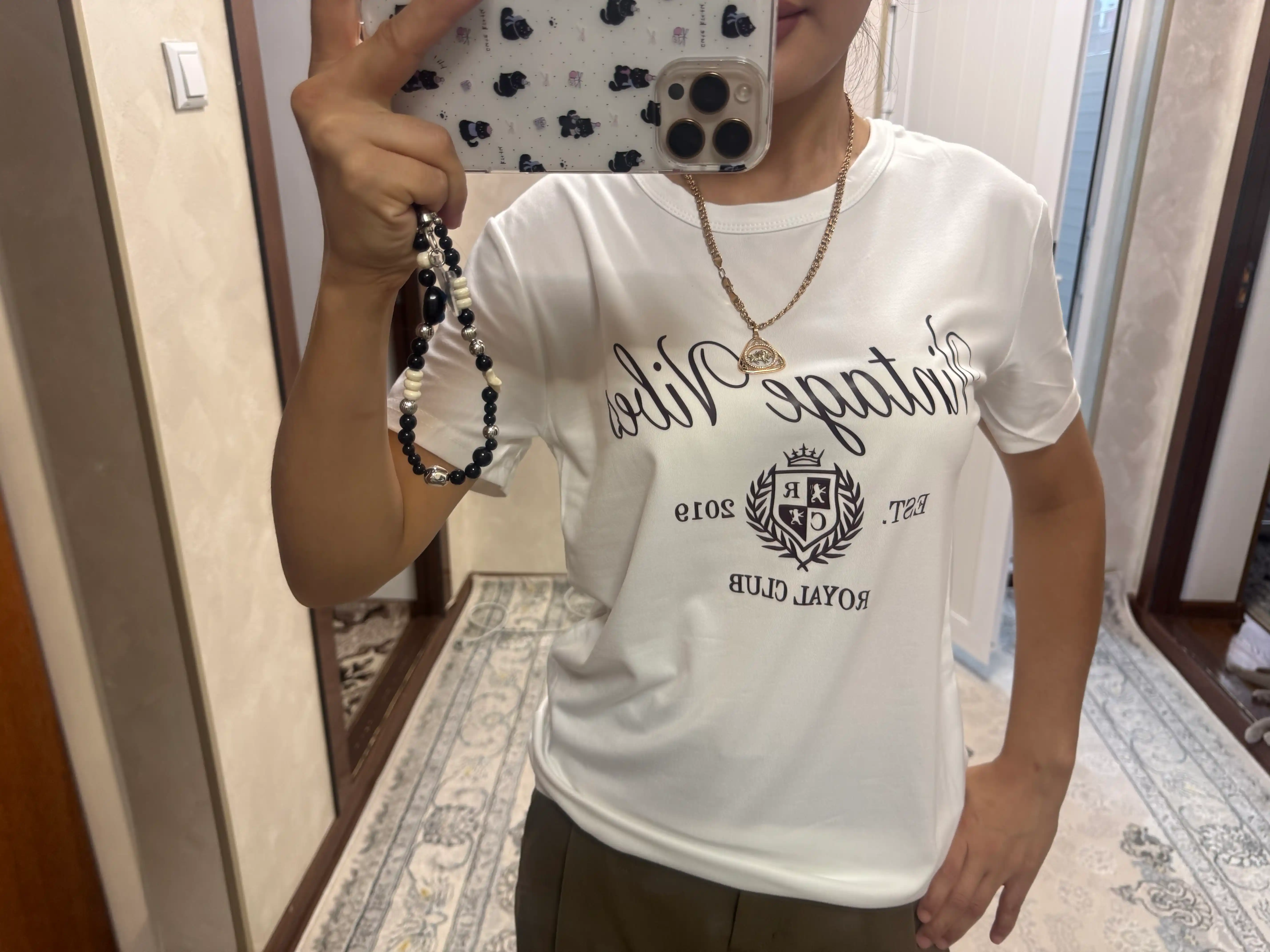 Ayollar uchun bosma naqshli asosiy futbolka, erkin bichimli, S-XL o‘lchamlarda