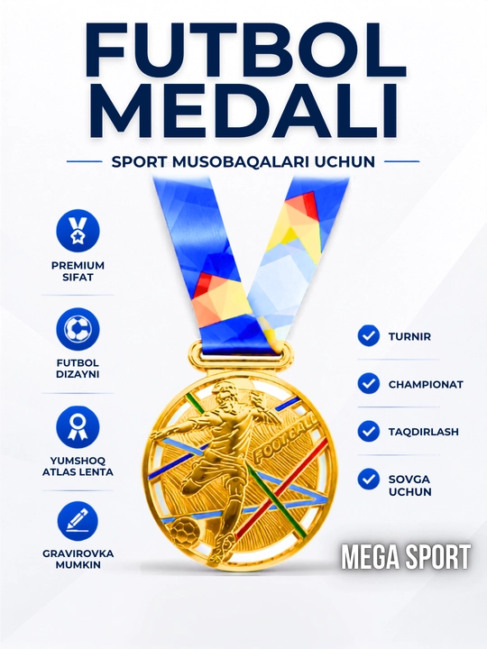 Tasmadagi metall medal, 1-o'rin oltin, 2-o'rin kumush, 3-o'rin bronza