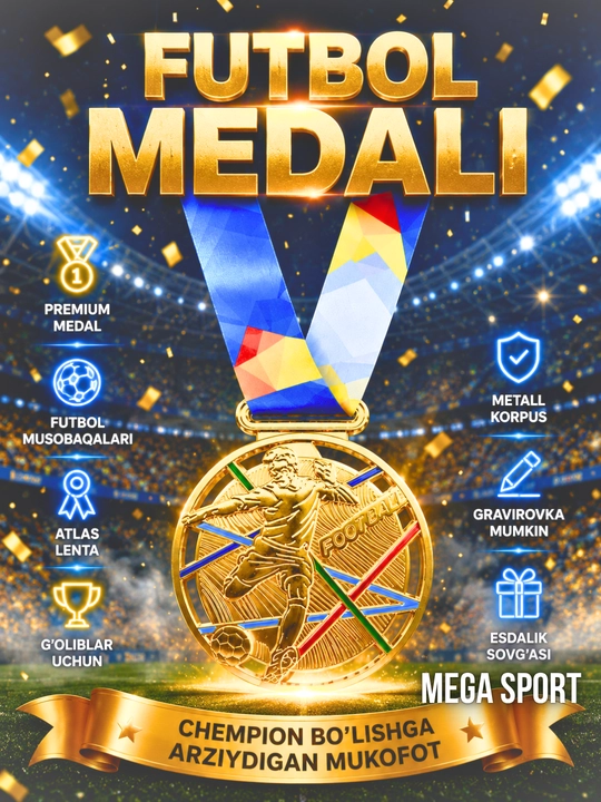 Tasmadagi metall medal, 1-o'rin oltin, 2-o'rin kumush, 3-o'rin bronza - 