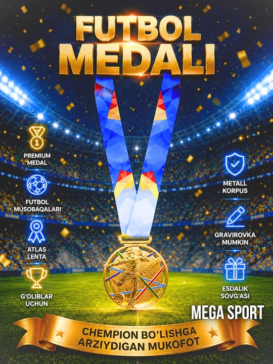 Tasmadagi metall medal, 1-o'rin oltin, 2-o'rin kumush, 3-o'rin bronza