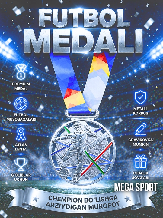Tasmadagi metall medal, 1-o'rin oltin, 2-o'rin kumush, 3-o'rin bronza - 