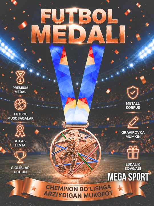 Tasmadagi metall medal, 1-o'rin oltin, 2-o'rin kumush, 3-o'rin bronza
