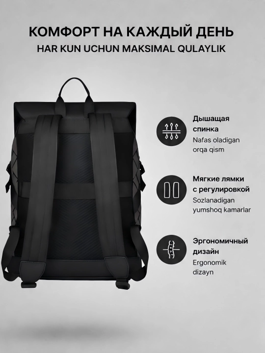 Biznes uchun charm ryukzak, erkaklar uchun portfel, suv o‘tkazmaydigan