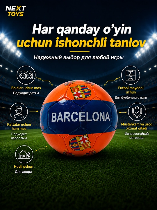 O‘yin va mashg‘ulotlar uchun 5-raqamli futbol to‘pi, turli dizayn va modellarda