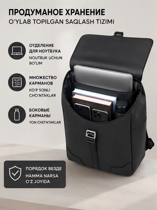 Biznes uchun charm ryukzak, erkaklar uchun portfel, suv o‘tkazmaydigan