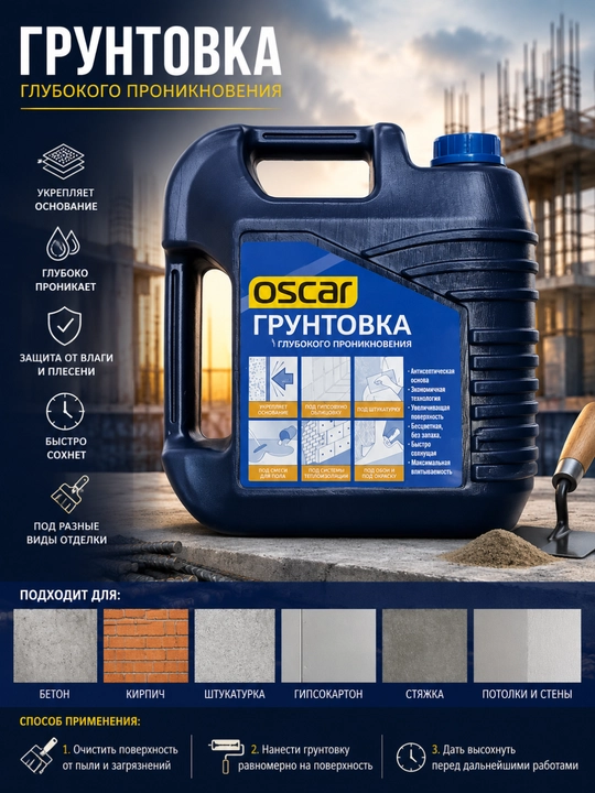 Oscar Gruntovka chuqur penetratsiyali astar 5 kg – beton, g'isht, suvoq